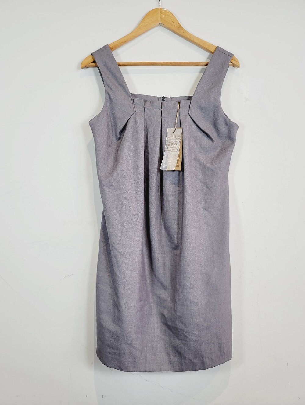 Beulah Lavender-Gray Pleated Midi Shift Dress, Size M